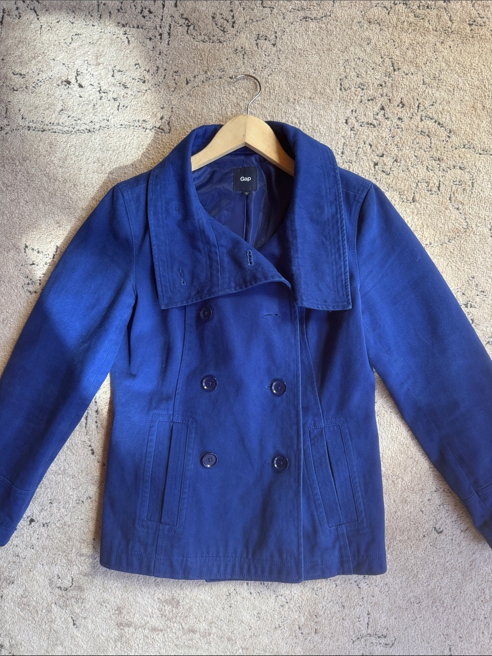 GAP Women's Double-Breasted Royal Blue Peacoat -Sz M
